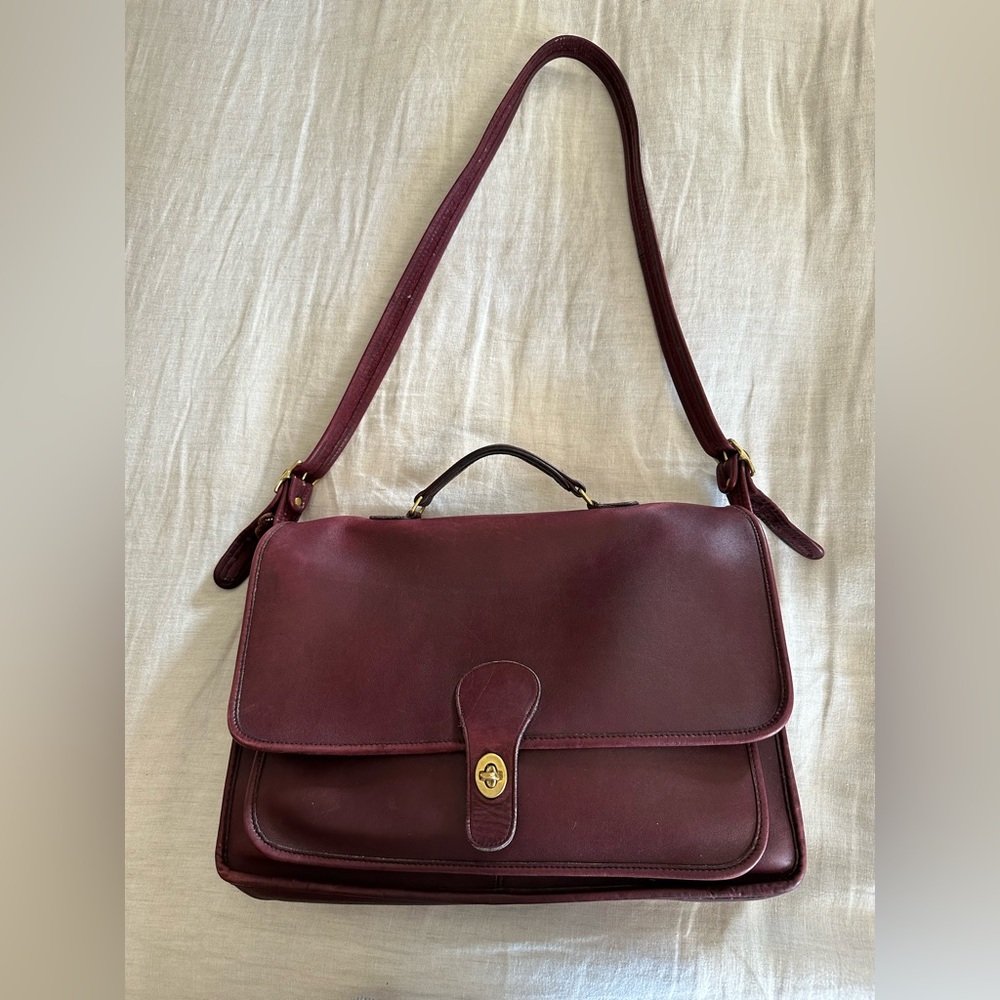 Coach Vintage 1980s Burgundy Metropolitan Crossbody Briefcase Bag- NYC